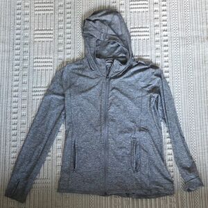 Women's Athleta Gray Hooded Zip-Up Top